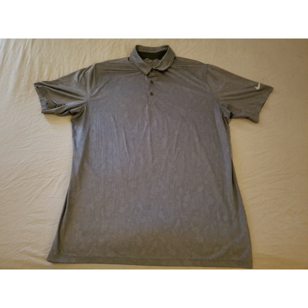 Mens Nike Golf Polo Shirt L Large Gray Athletic